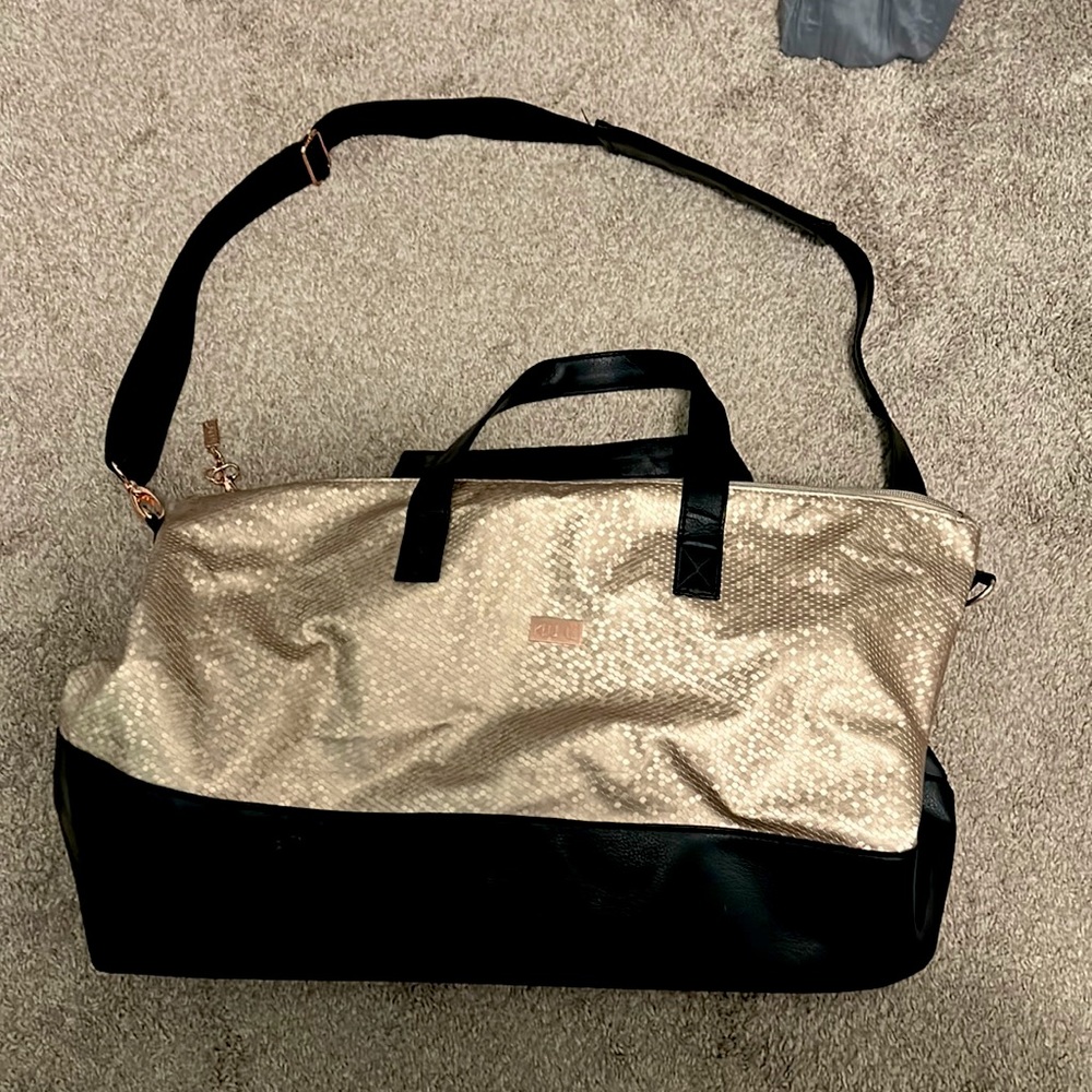 Keune Gold Metallic Black Large Overnight Tote Bag